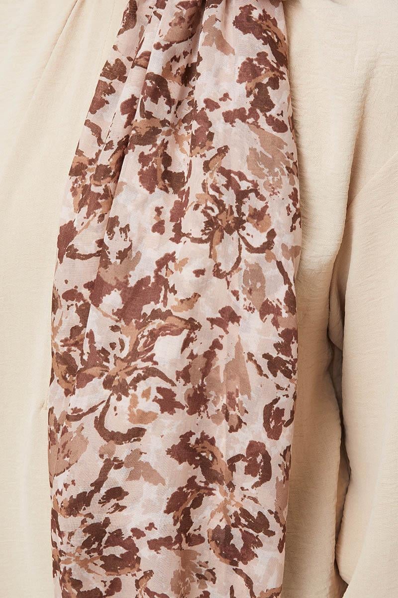 Fivescarf Açık Kahverengi Desenli Cotton Şal