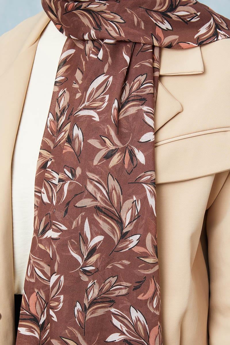 Fivescarf Açık Kahverengi Desenli Cotton Şal