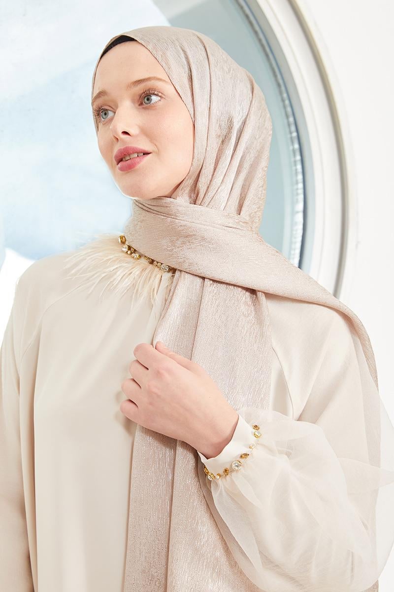 Fivescarf Açık Somon Elmas Abiye Şal
