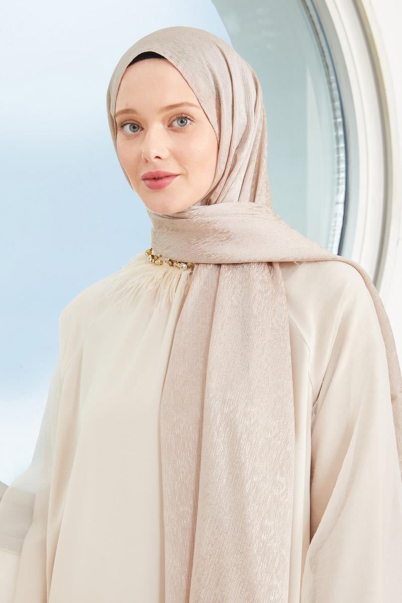 Fivescarf Açık Somon Elmas Abiye Şal