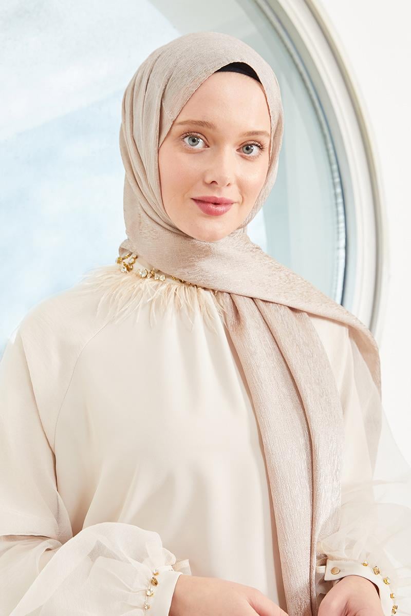 Fivescarf Açık Somon Elmas Abiye Şal
