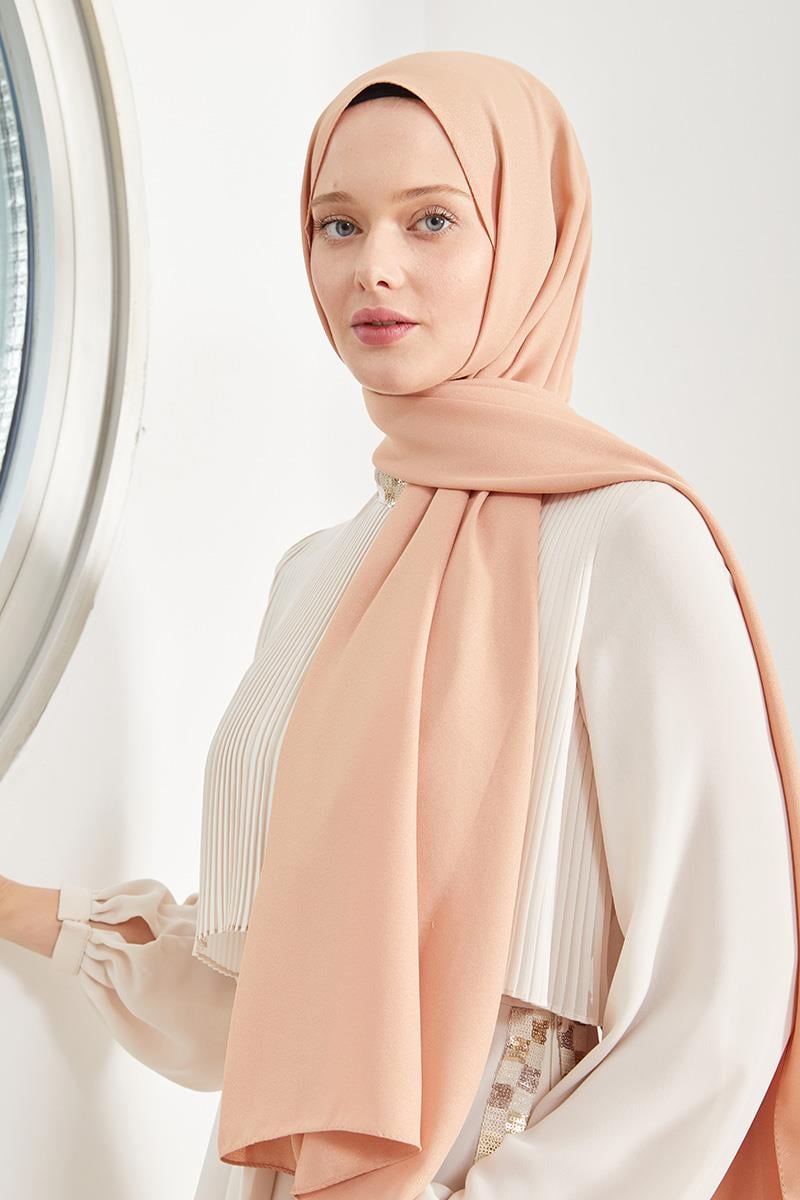 Fivescarf Açık Somon Simli Otto Abiye Şal