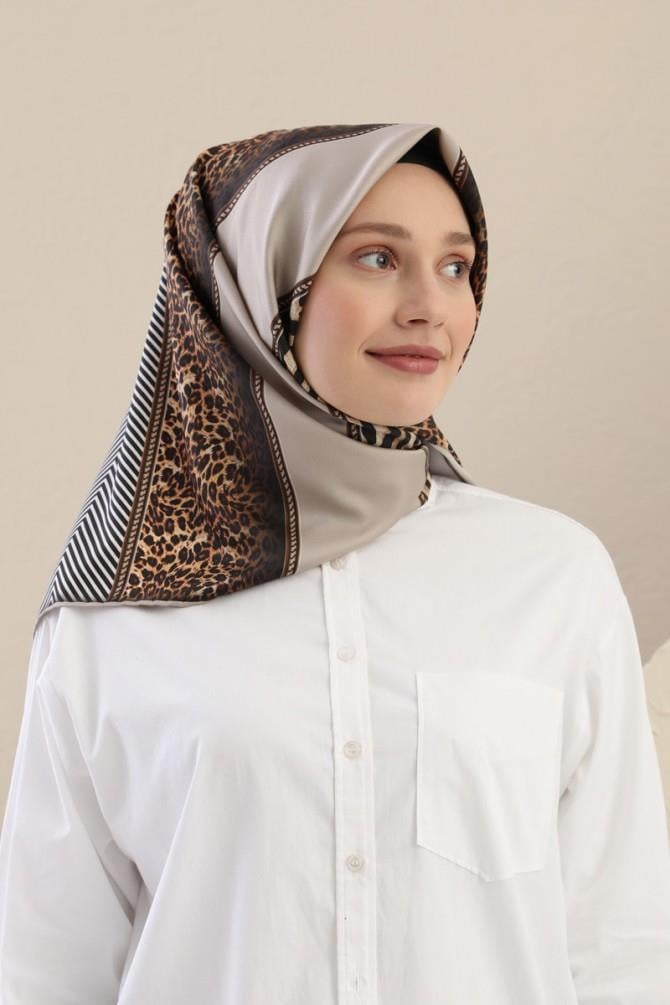 Fivescarf Açık Vizon Twill Digital Eşarp