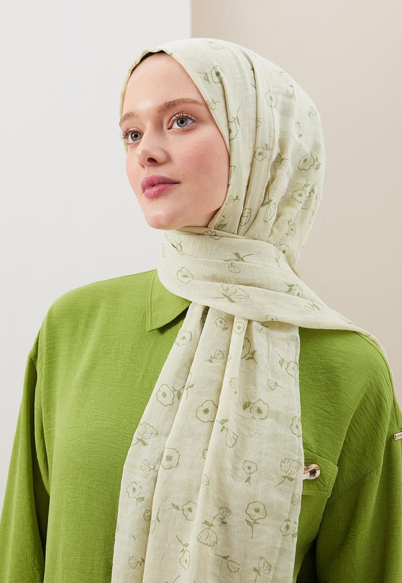Fivescarf Açık Yeşil Gül Comfort Line Şal