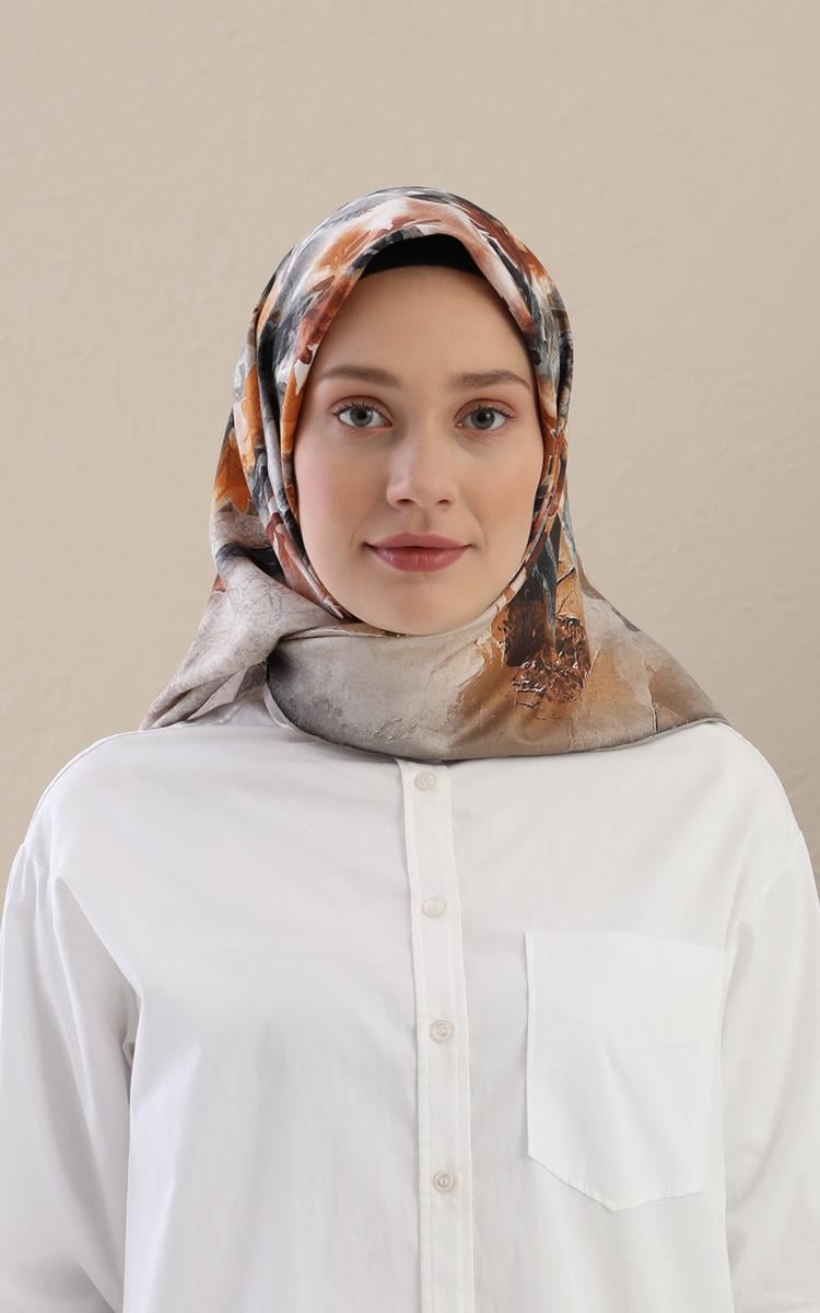 Fivescarf Altın Sarısı Twill Digital Eşarp