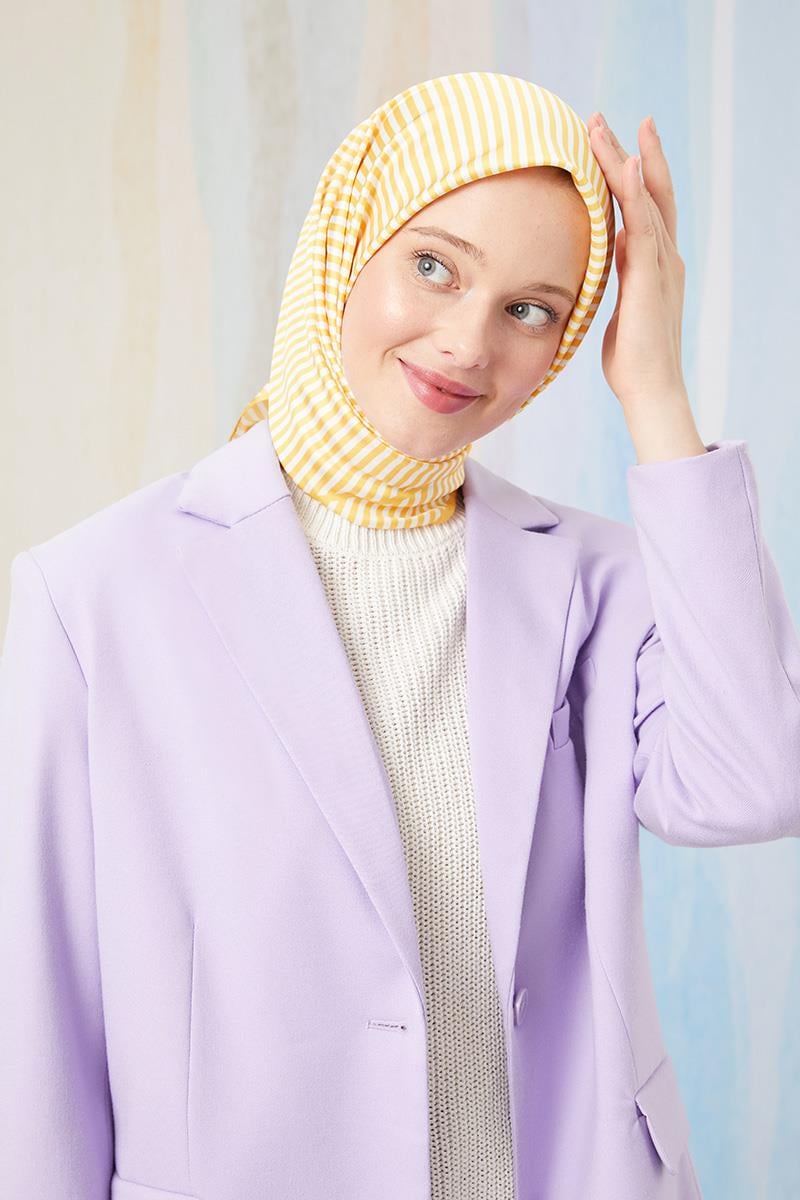 Fivescarf Altın Sarısı Twill Digital Eşarp