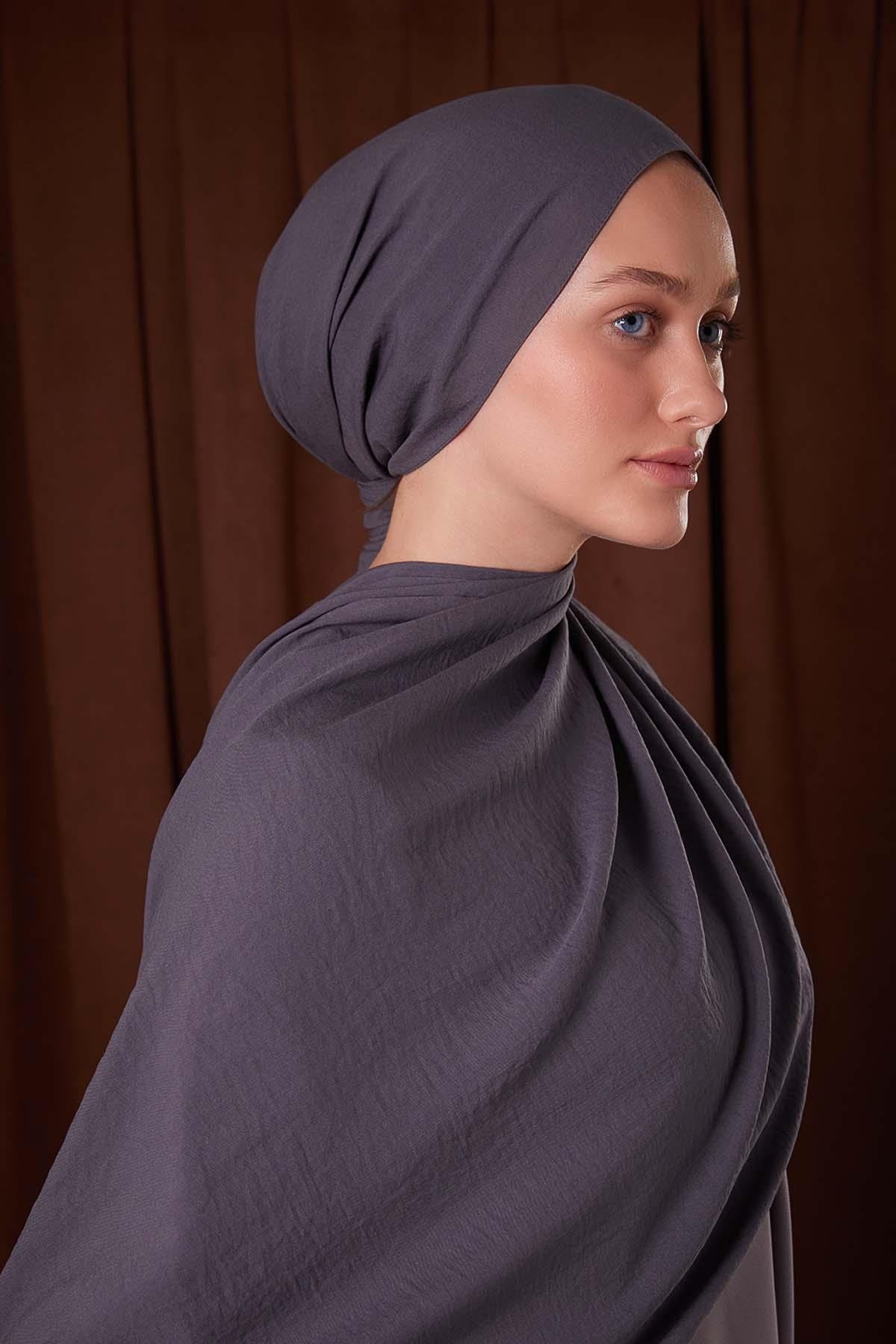 Fivescarf Antrasit Düz Luna Cotton Şal