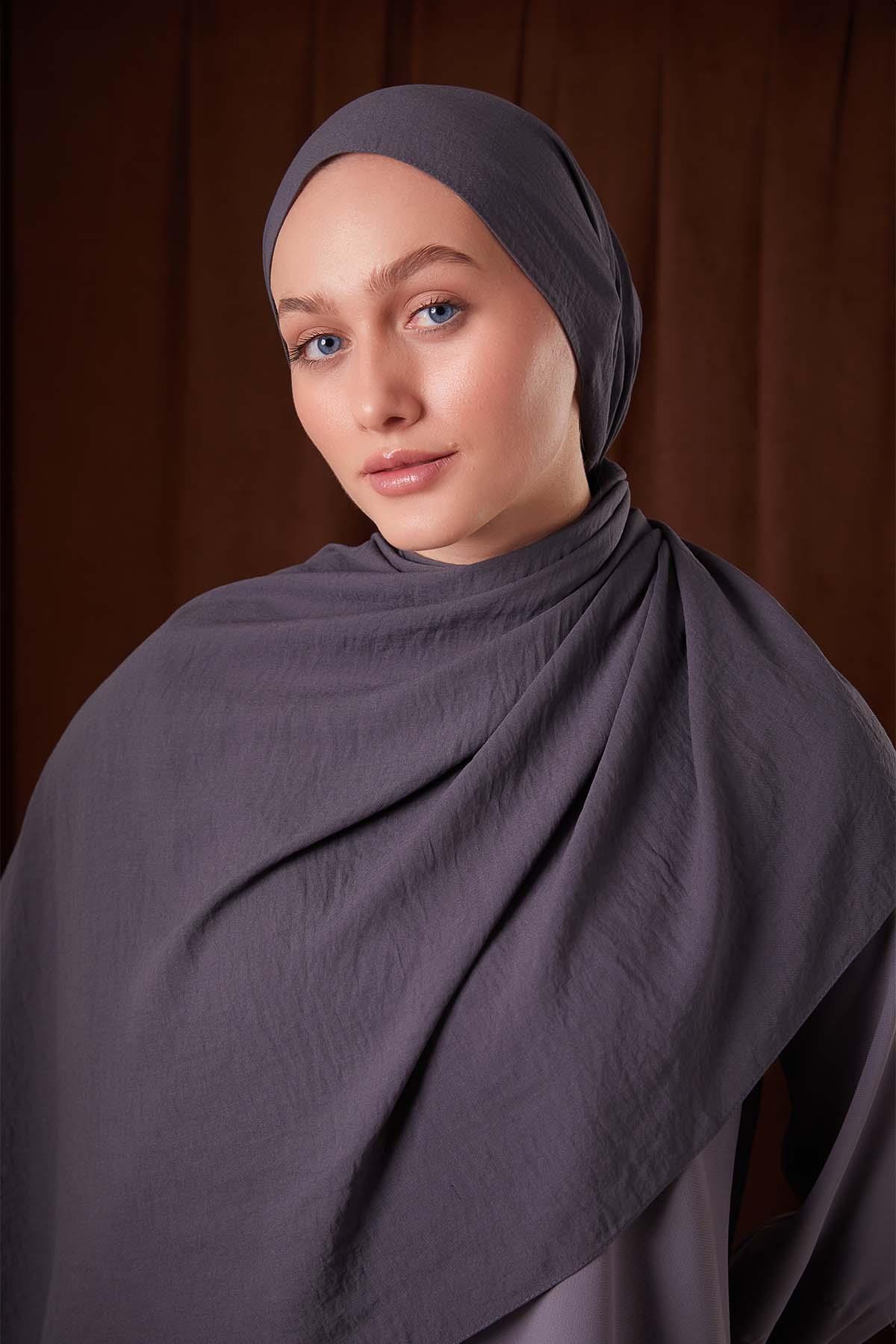 Fivescarf Antrasit Düz Luna Cotton Şal