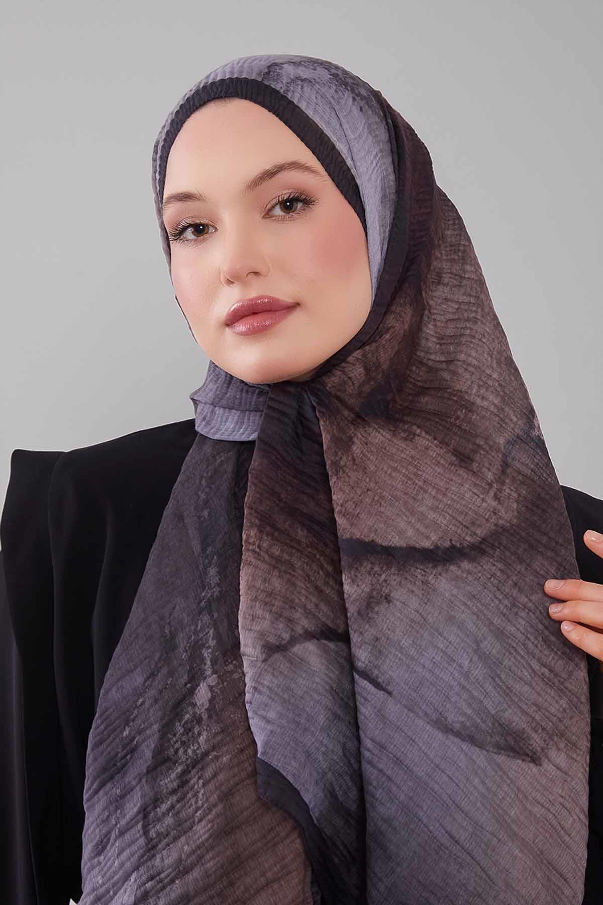 Fivescarf Antrasit Geçişli Müslin Cotton Şal