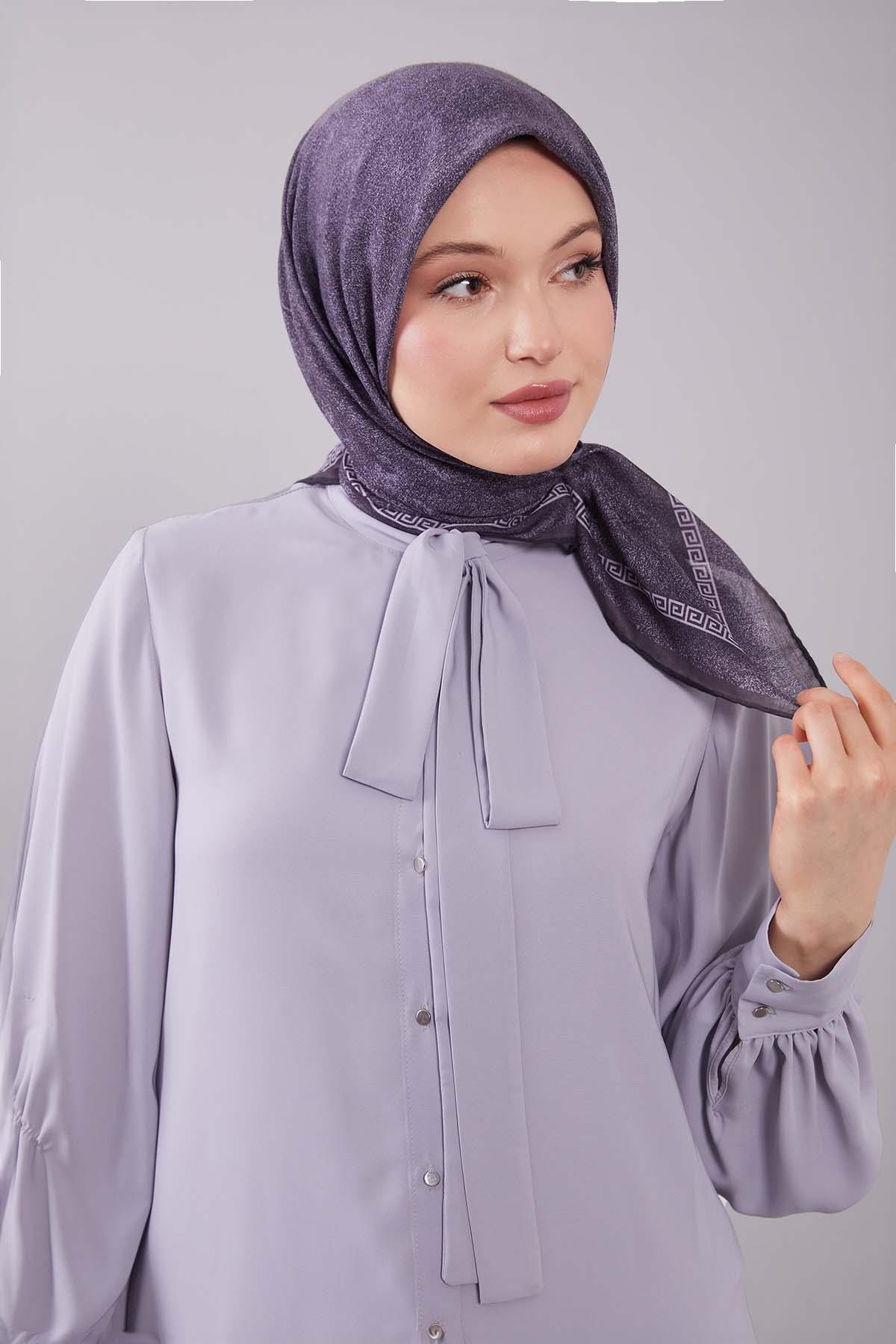 Fivescarf Antrasit Kenar Motifli Silk Cotton Eşarp