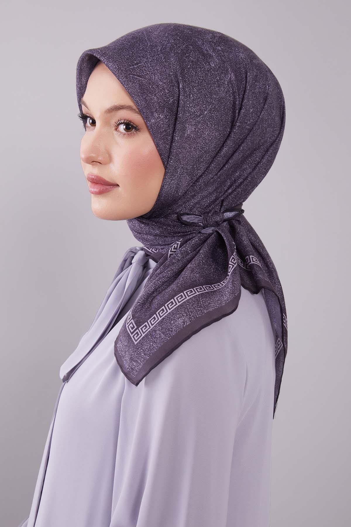 Fivescarf Antrasit Kenar Motifli Silk Cotton Eşarp