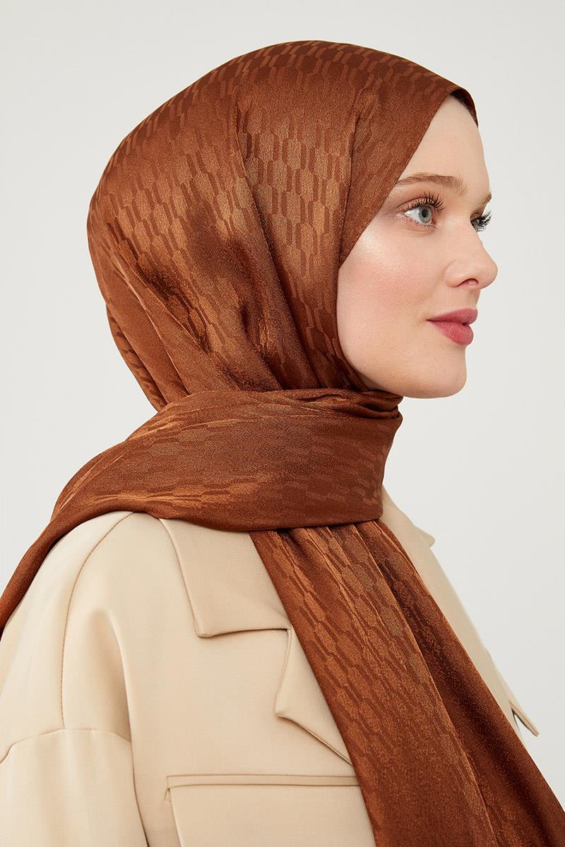 Fivescarf Bakır Burgu Desen Jakarlı Elegance Şal
