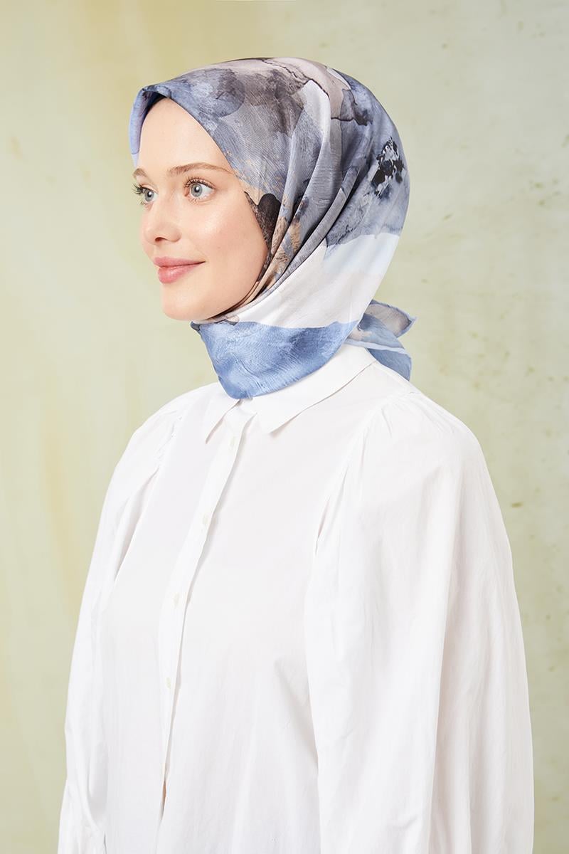 Fivescarf Bebe Mavisi Twill Digital Eşarp