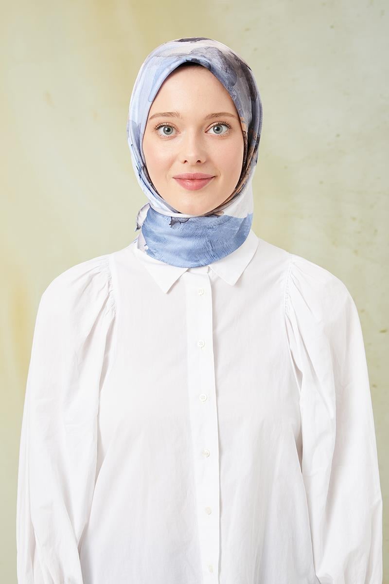 Fivescarf Bebe Mavisi Twill Digital Eşarp