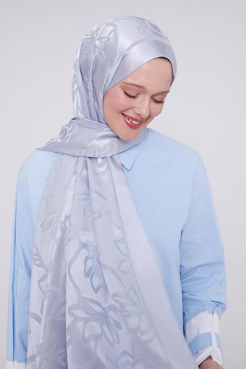 Fivescarf Bebe Mavisi Yonca Desen Deluxe Devore Şal