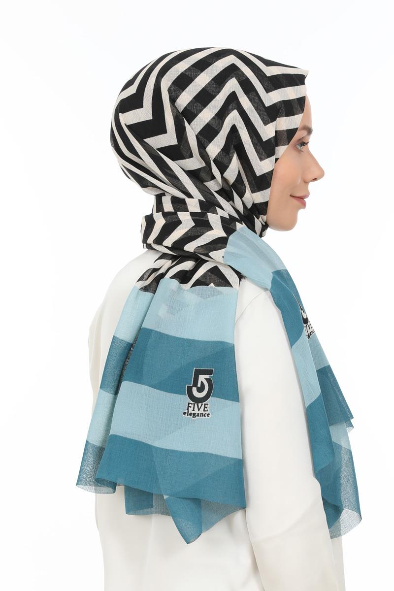 Fivescarf Bej Desenli Pamuk Şal