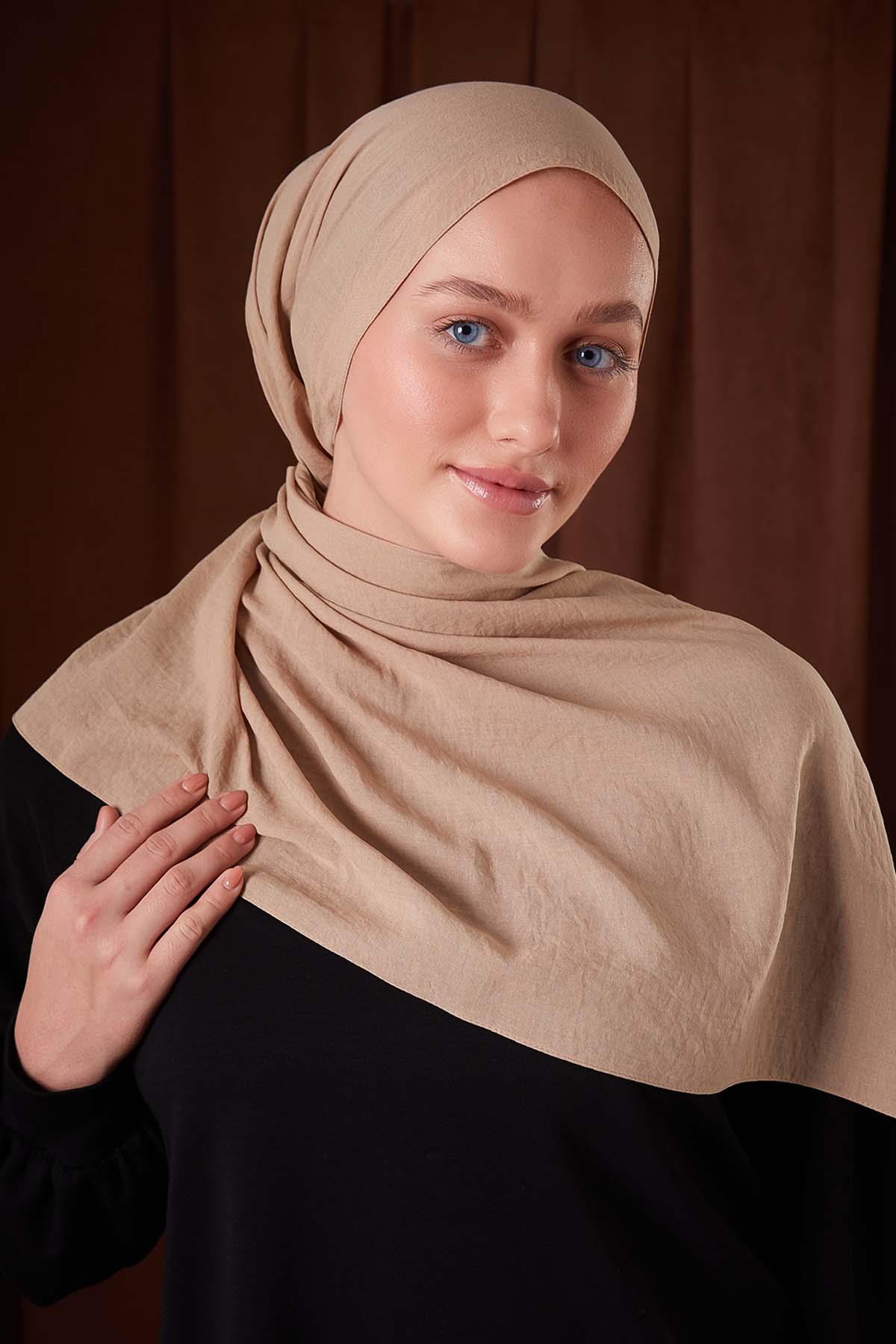 Fivescarf Bej Düz Luna Cotton Şal