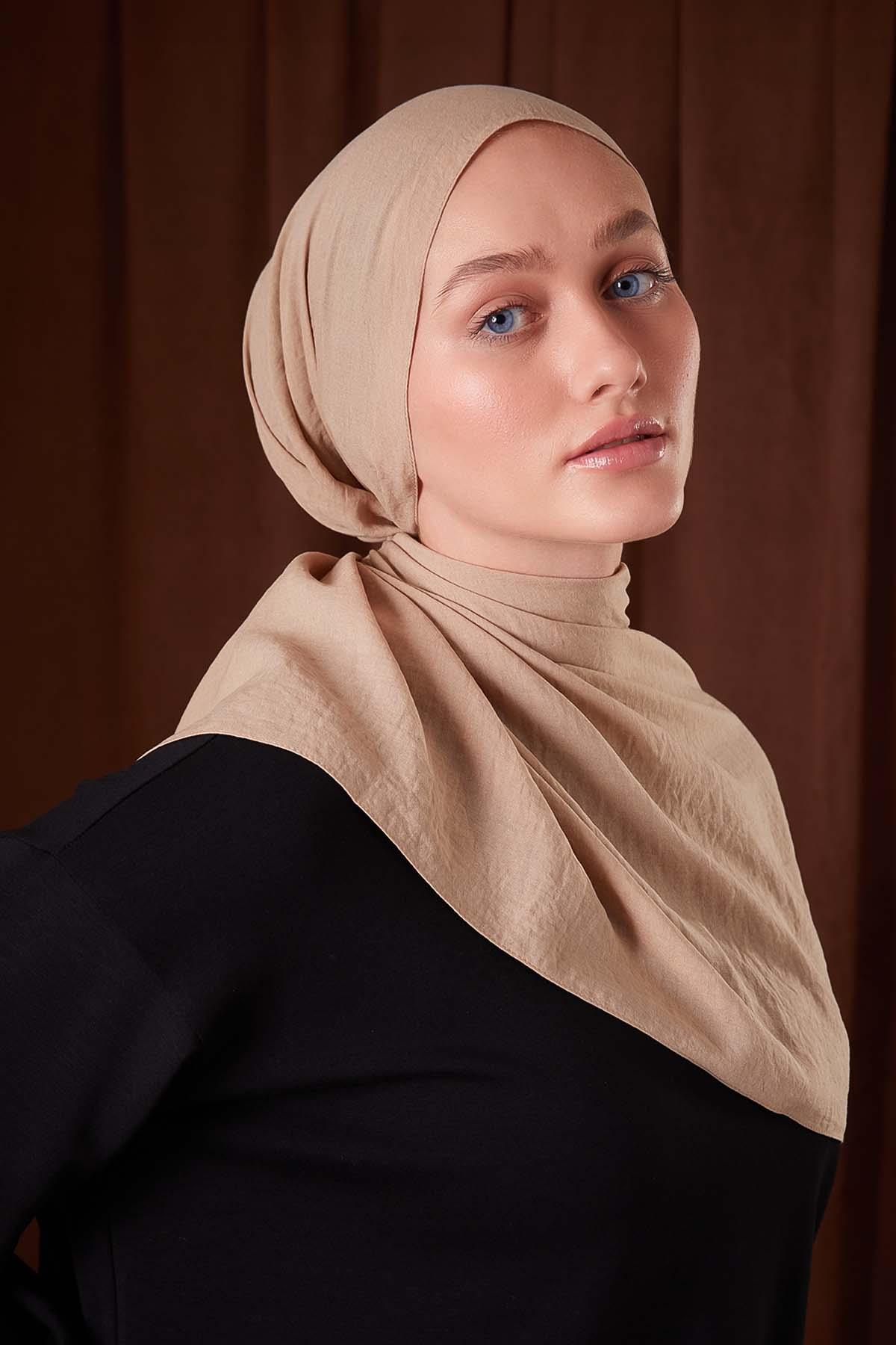 Fivescarf Bej Düz Luna Cotton Şal