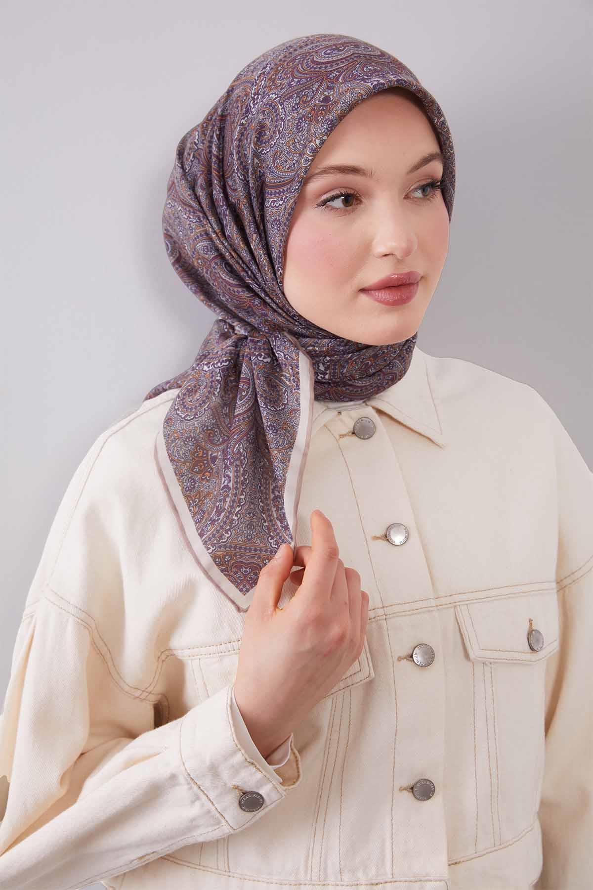 Fivescarf Bej Etnik Desen Silk Cotton Eşarp