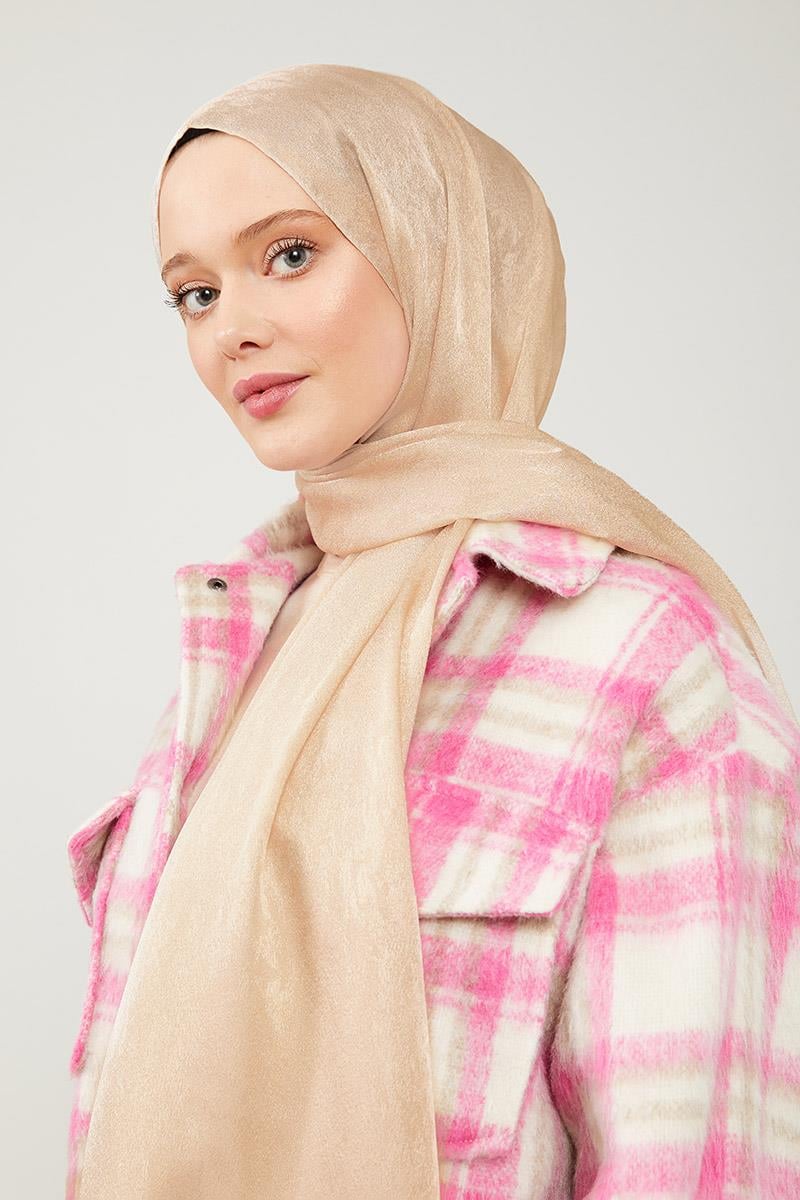 Fivescarf Bej Jakarlı Elegance Şal