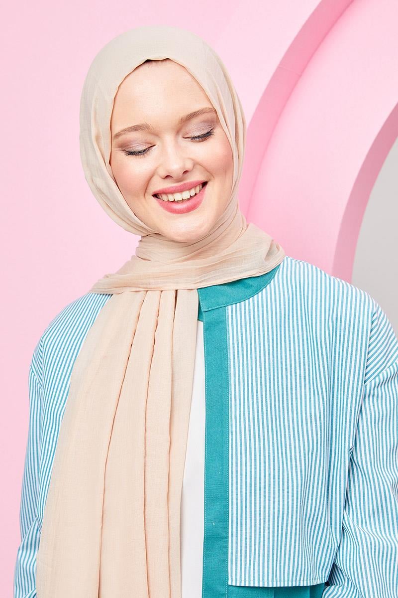 Fivescarf Bej Olay Pamuk Şal