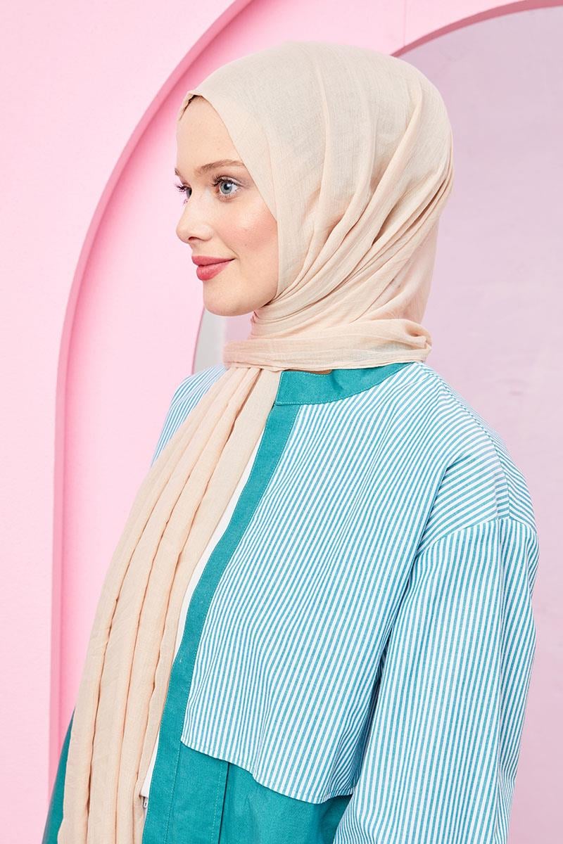 Fivescarf Bej Olay Pamuk Şal