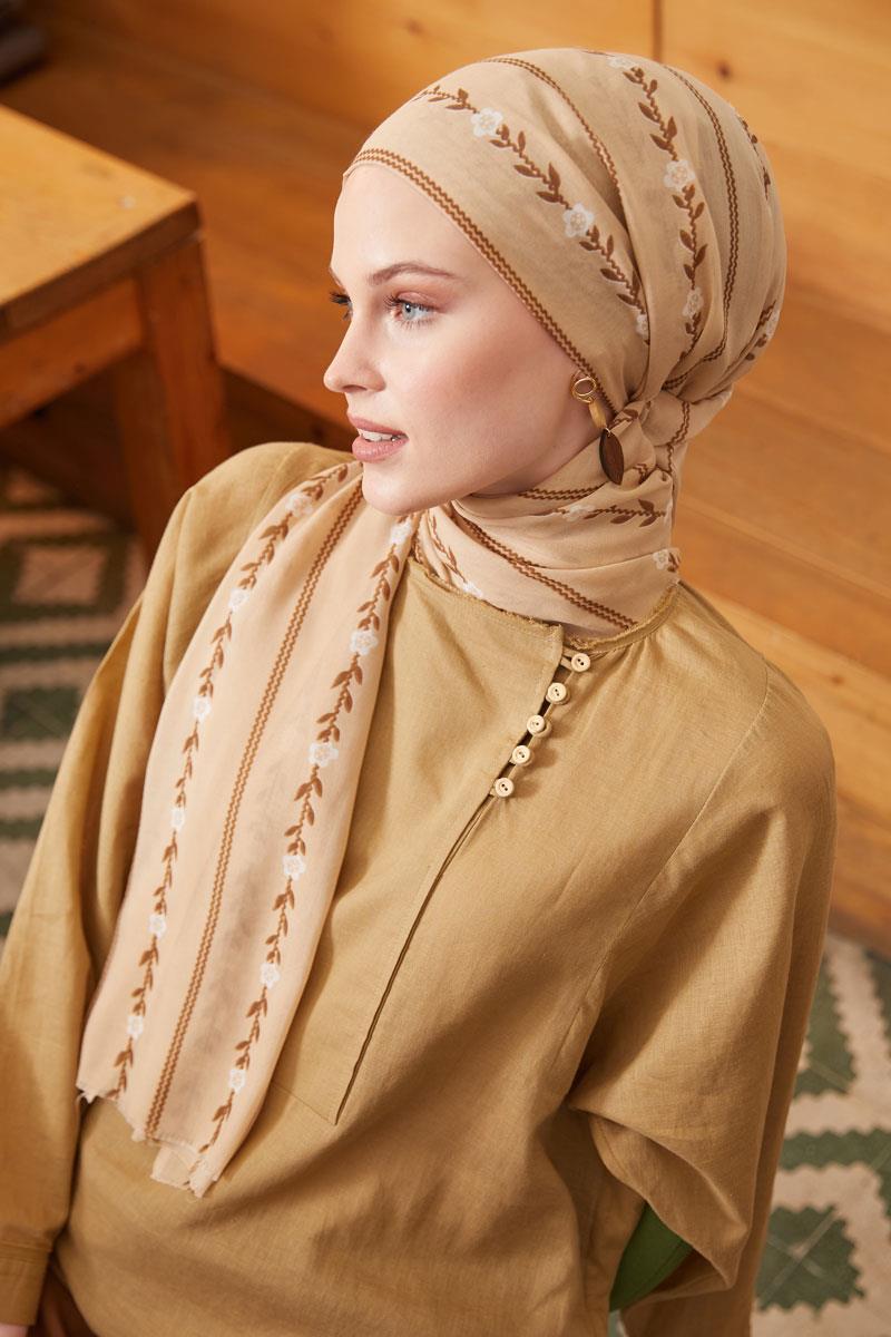 Fivescarf Bej Relax Papatya Şal