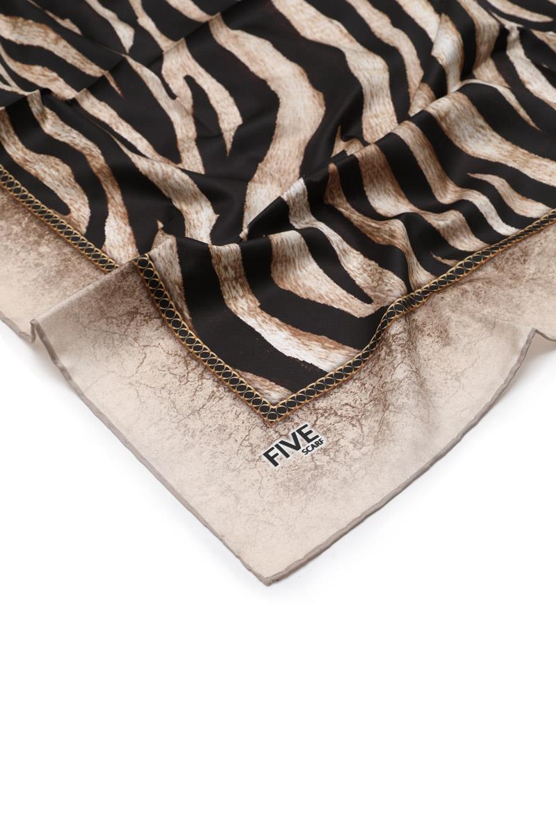 Fivescarf Bej Twill Digital Eşarp