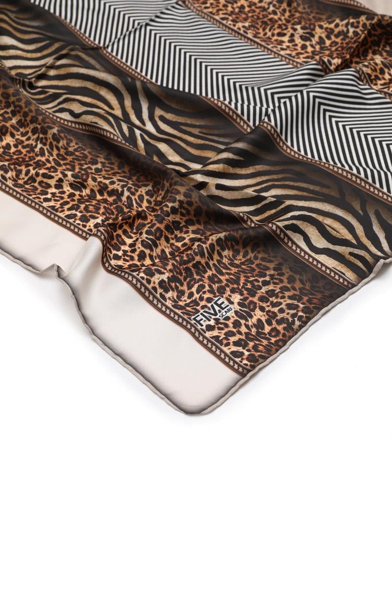 Fivescarf Bej Twill Digital Eşarp