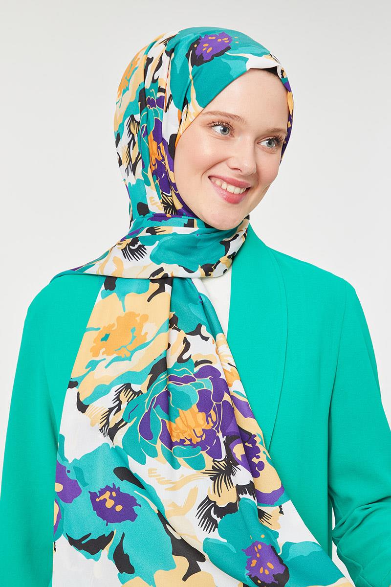Fivescarf Benetton Çiçek Desenli Mono Şal