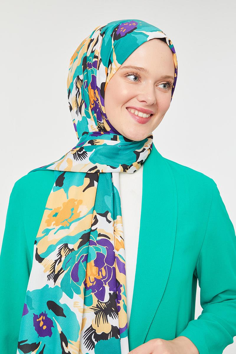 Fivescarf Benetton Çiçek Desenli Mono Şal