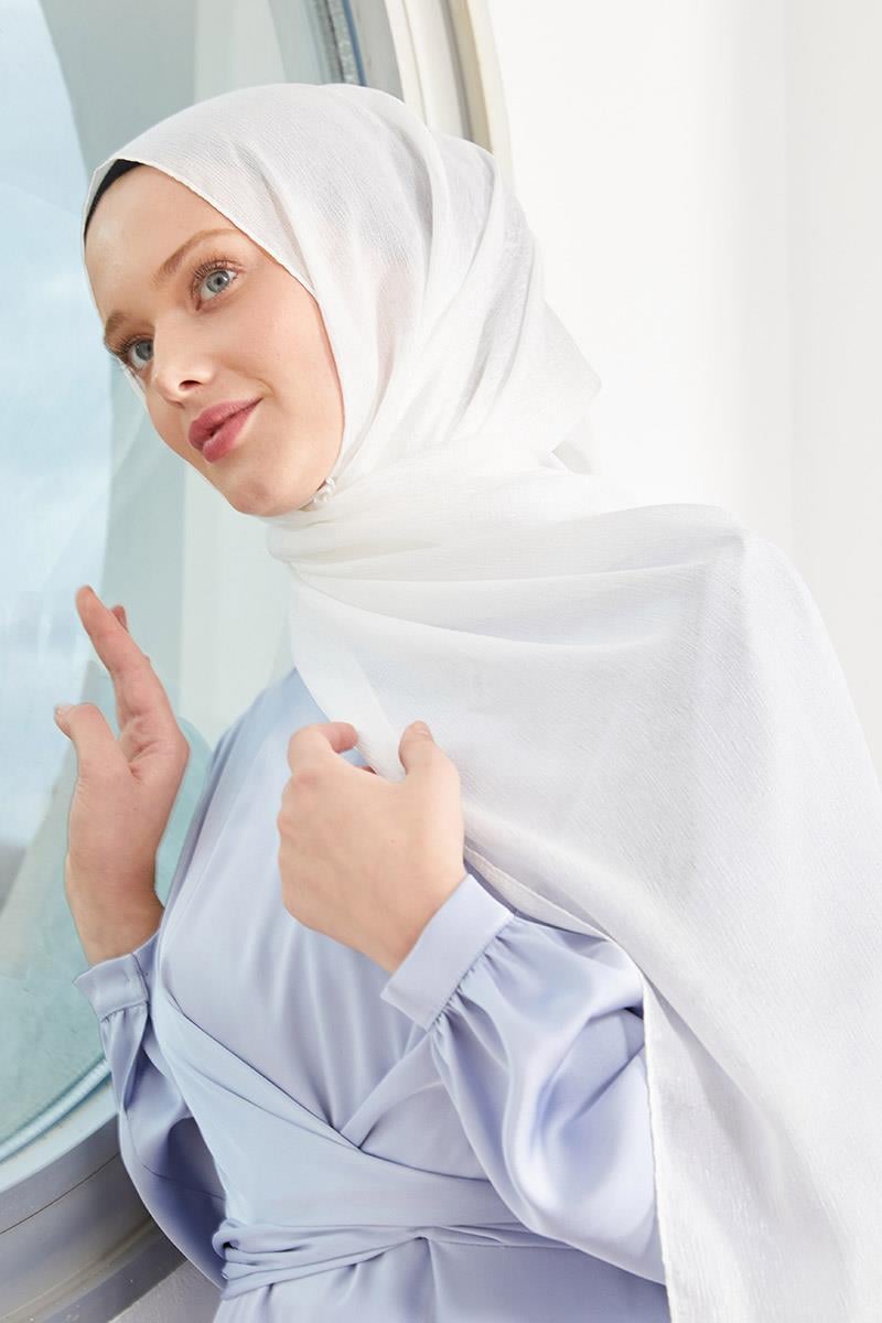 Fivescarf Beyaz Elmas Abiye Şal