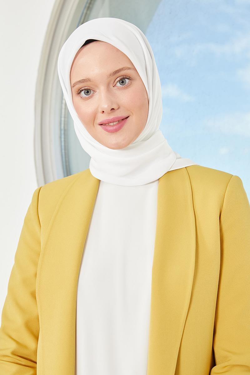 Fivescarf Beyaz Medine İpeği Eşarp