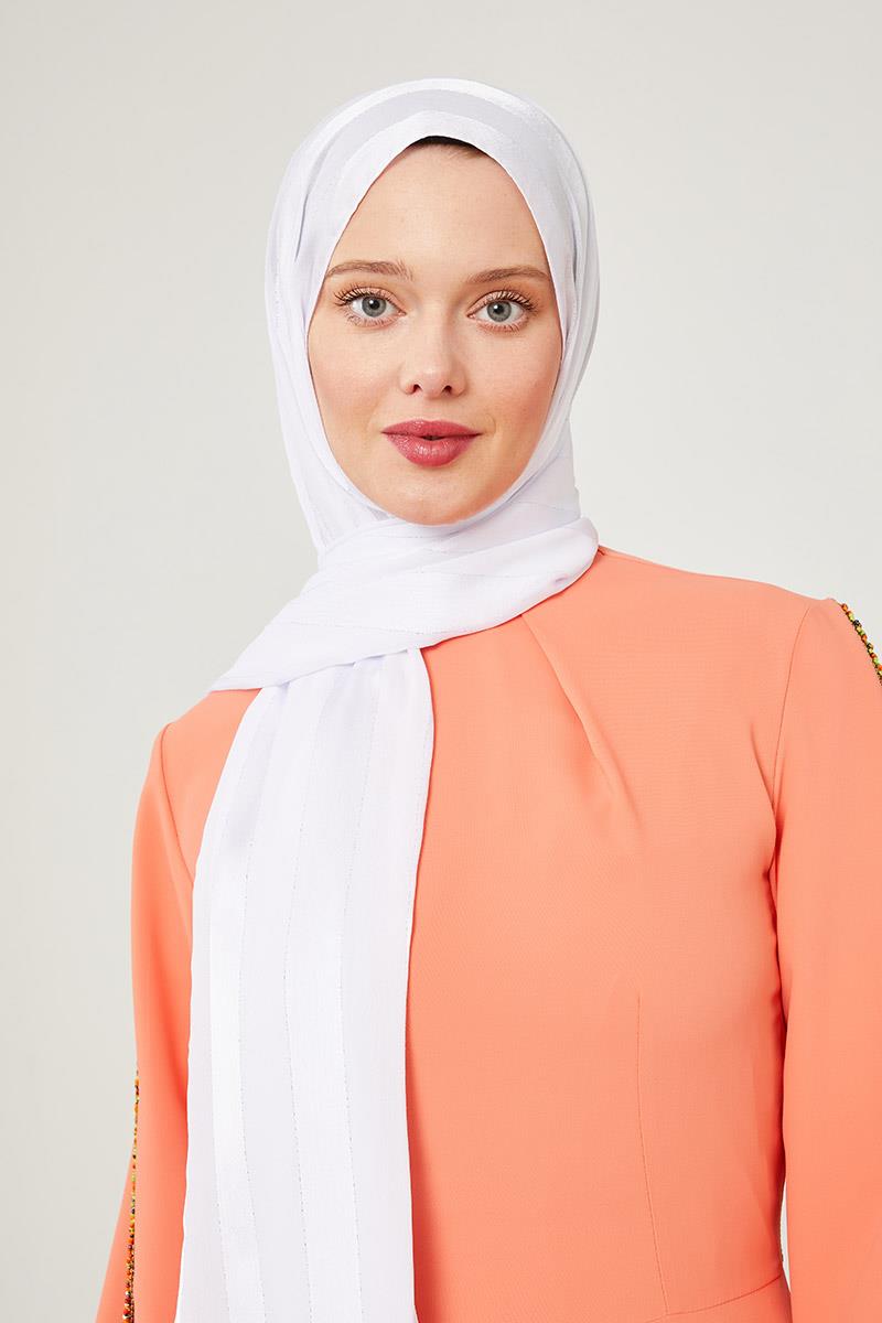 Fivescarf Beyaz Sim Şeritli Tokyo Şal