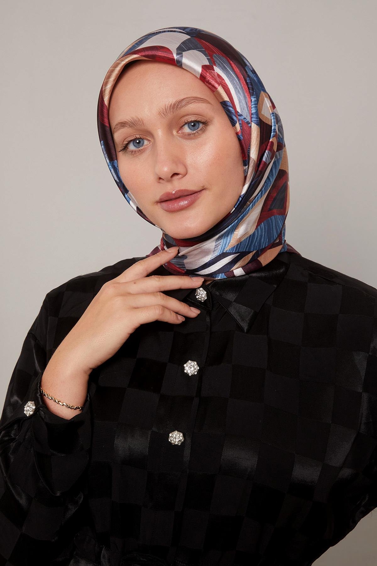 Fivescarf Bordo Çiçek Desen Kristal Eşarp