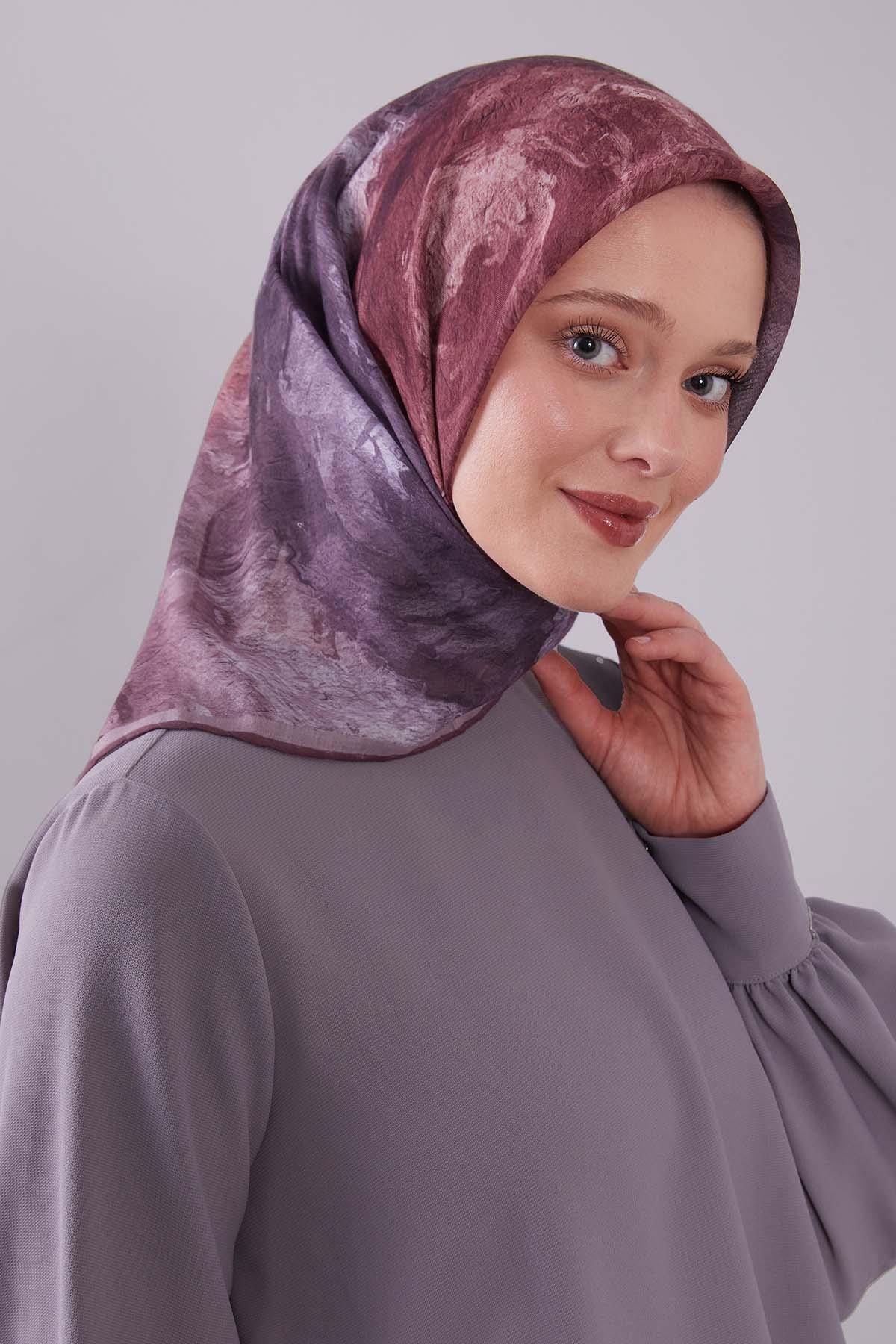 Fivescarf Bordo Dalga Desen Silk Coton Eşarp