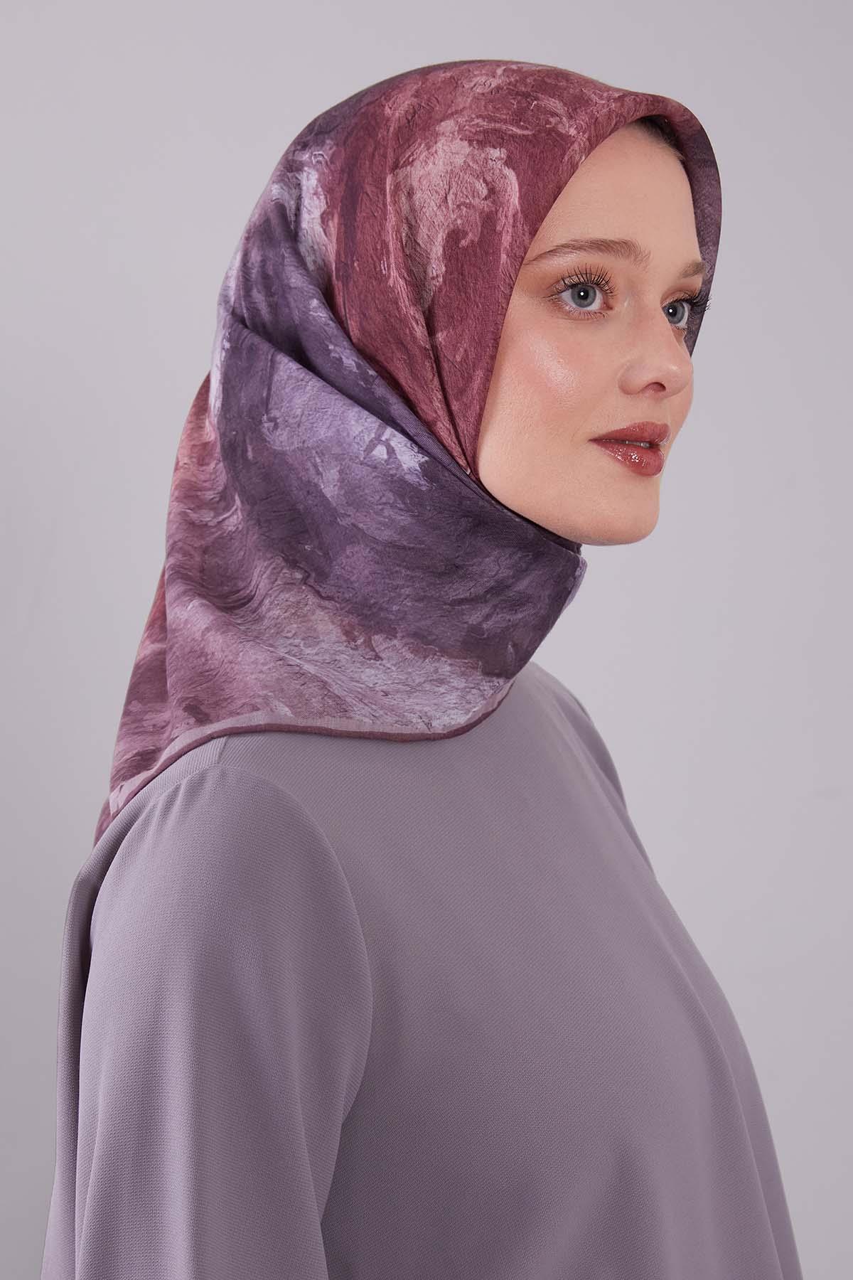 Fivescarf Bordo Dalga Desen Silk Coton Eşarp