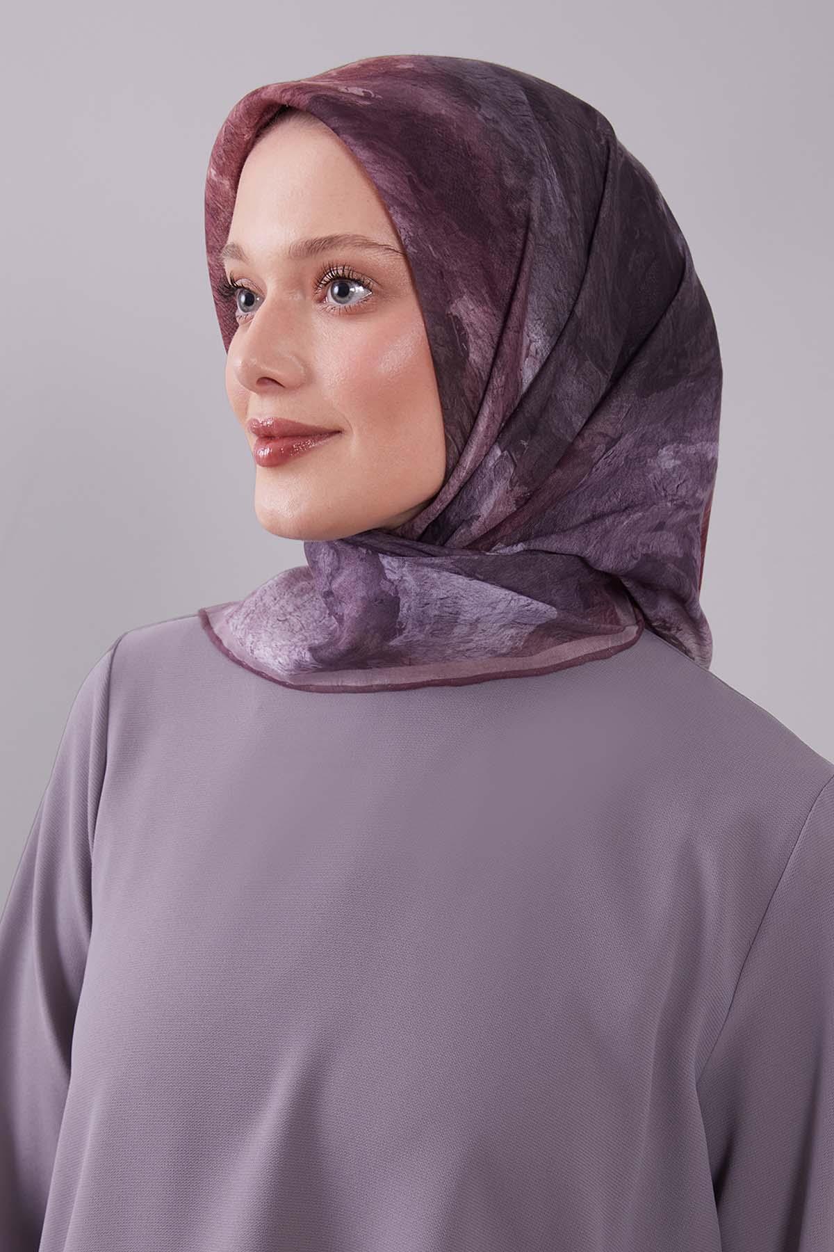 Fivescarf Bordo Dalga Desen Silk Coton Eşarp