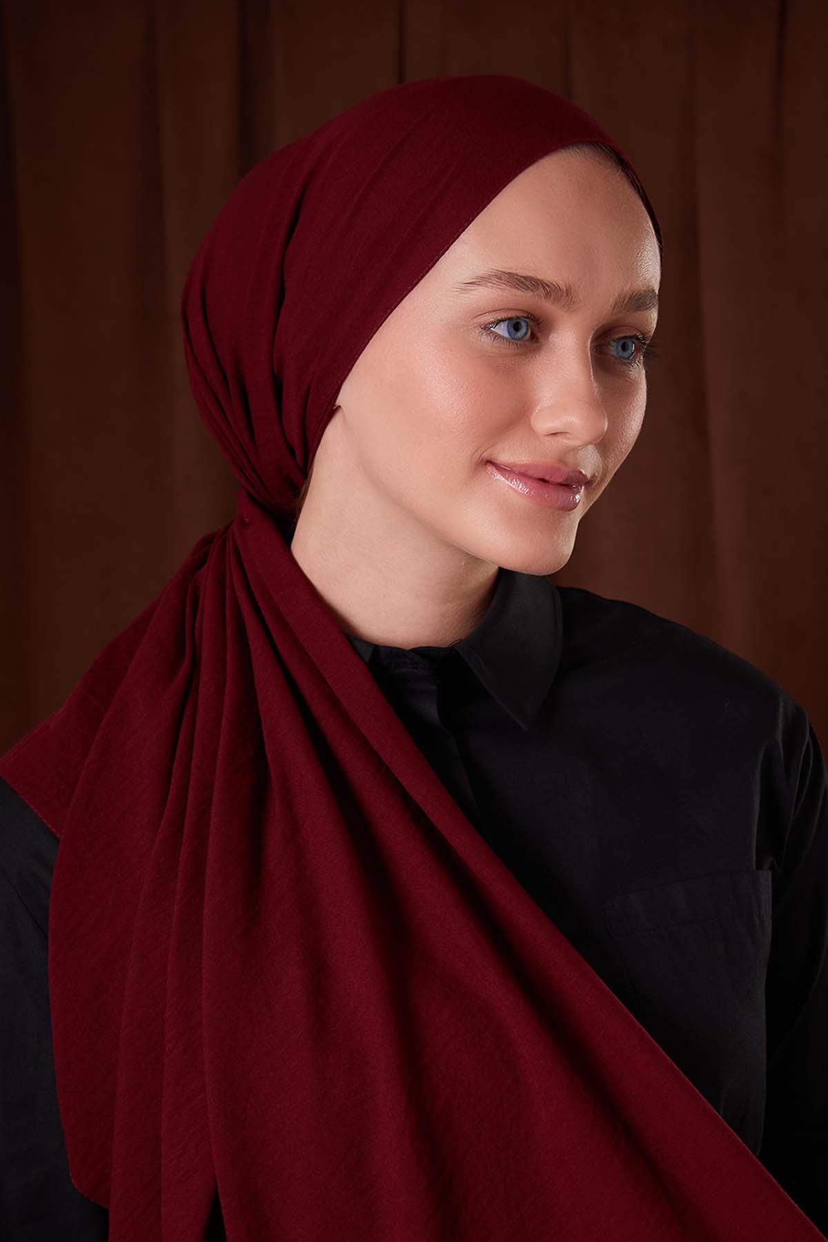 Fivescarf Bordo Düz Luna Cotton Şal