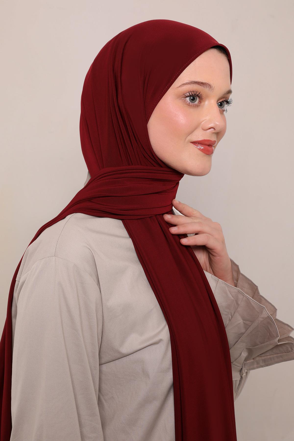 Fivescarf Bordo Düz Premium Jersey Şal