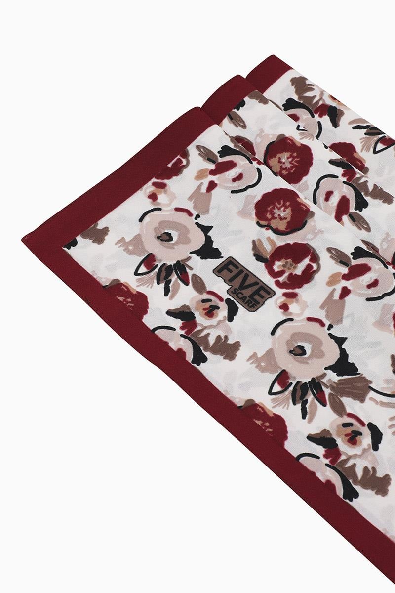 Fivescarf Bordo Fulya Desen Krep Şal