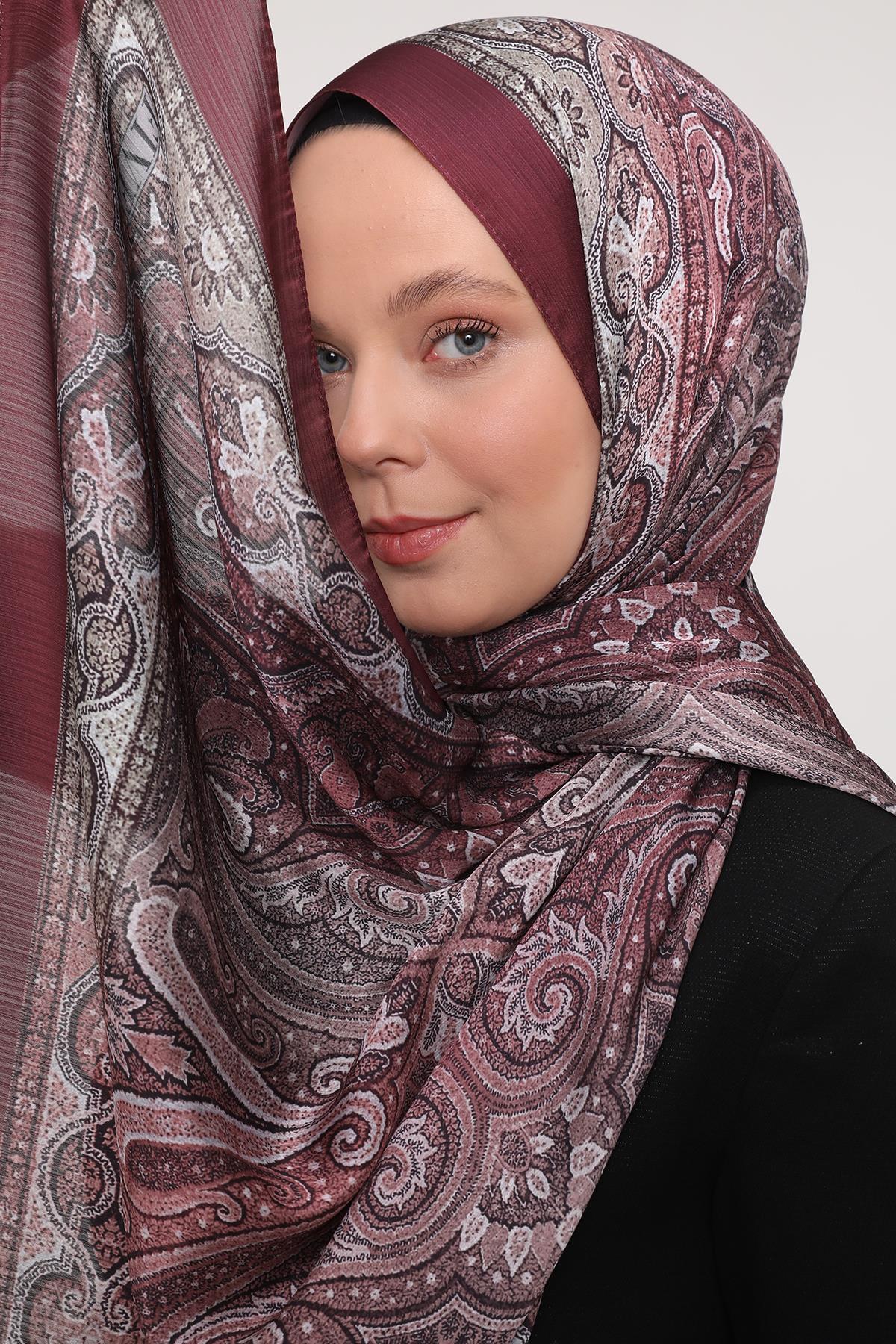 Fivescarf Bordo Gölgeli Desen Brand Şal