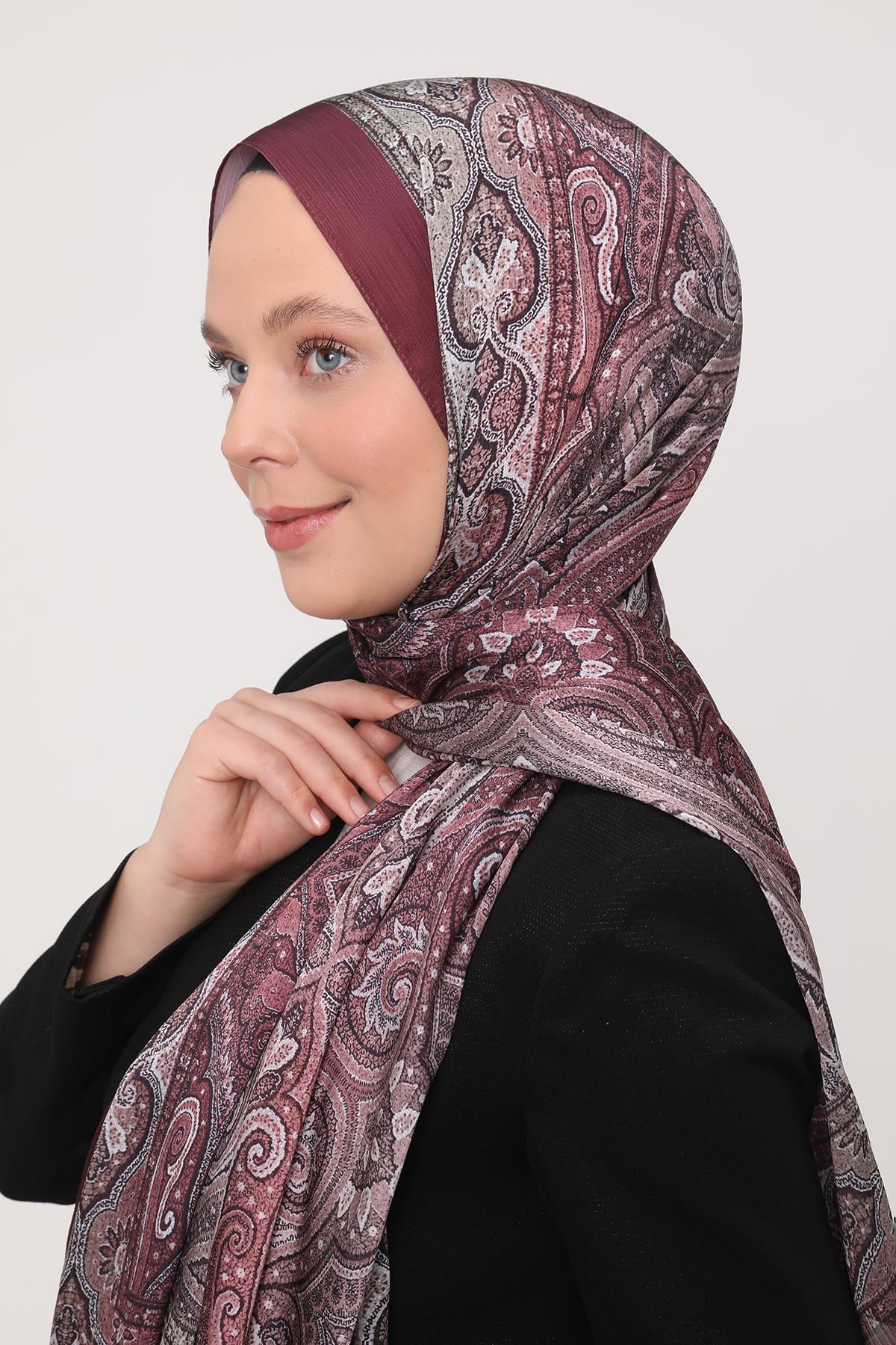 Fivescarf Bordo Gölgeli Desen Brand Şal