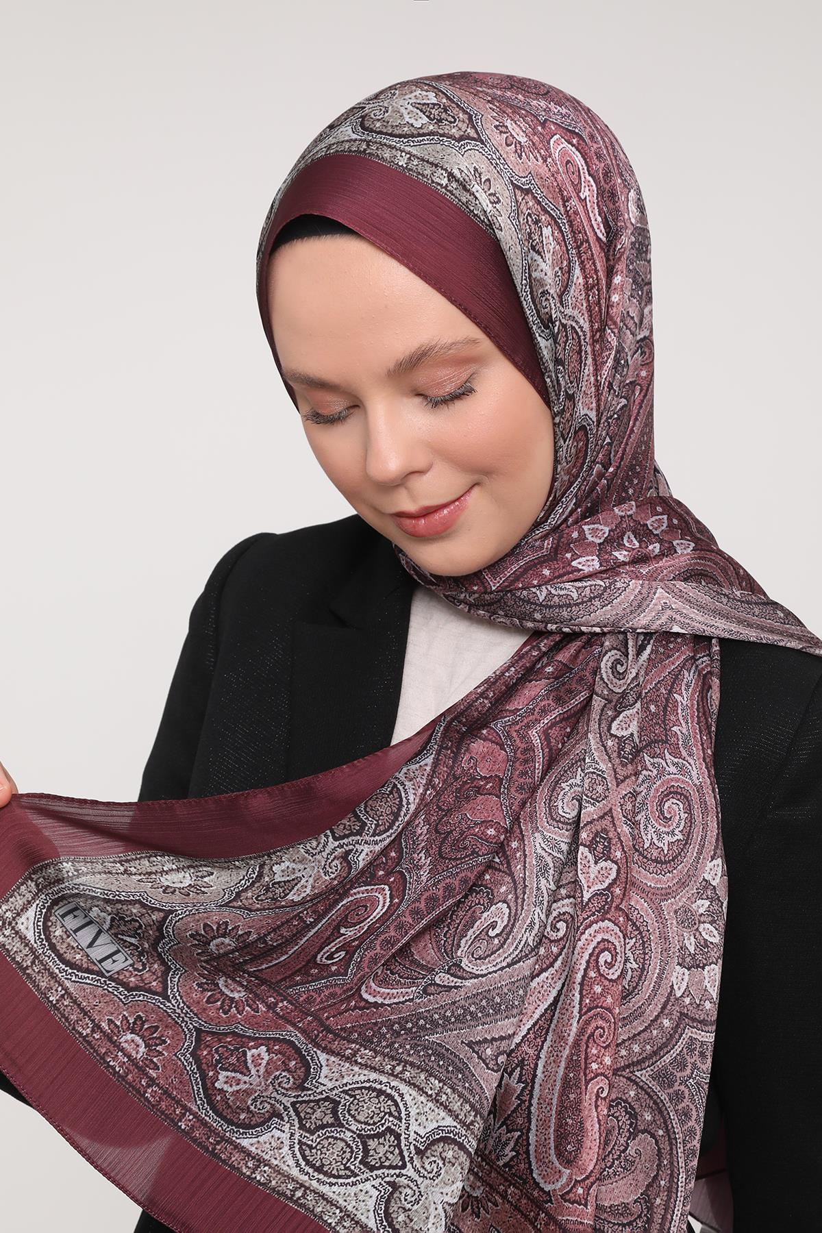 Fivescarf Bordo Gölgeli Desen Brand Şal