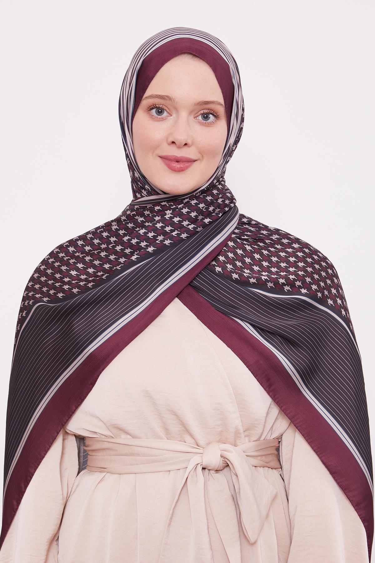 Fivescarf Bordo Kazayağı Desen Brand Şal