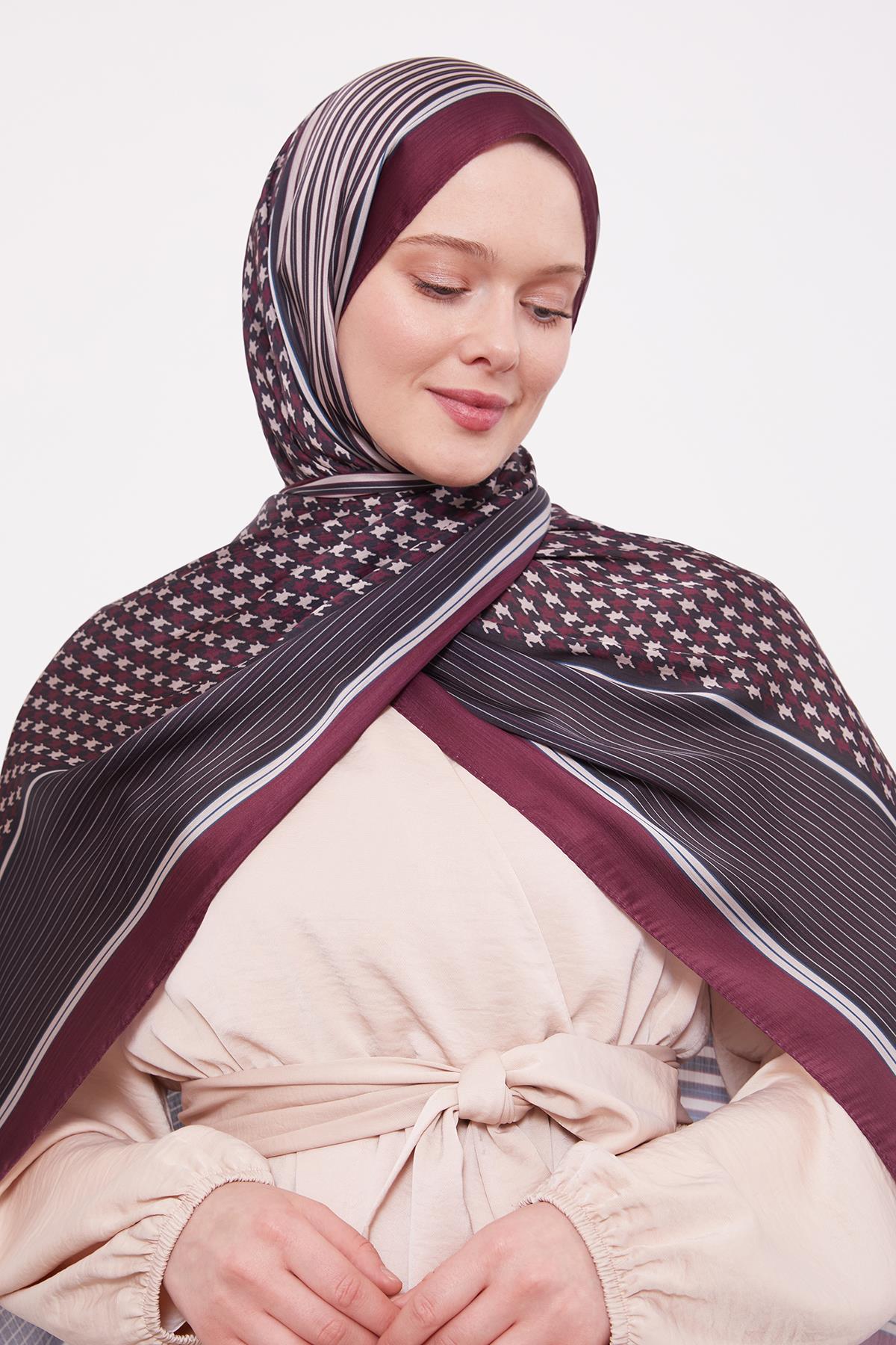 Fivescarf Bordo Kazayağı Desen Brand Şal