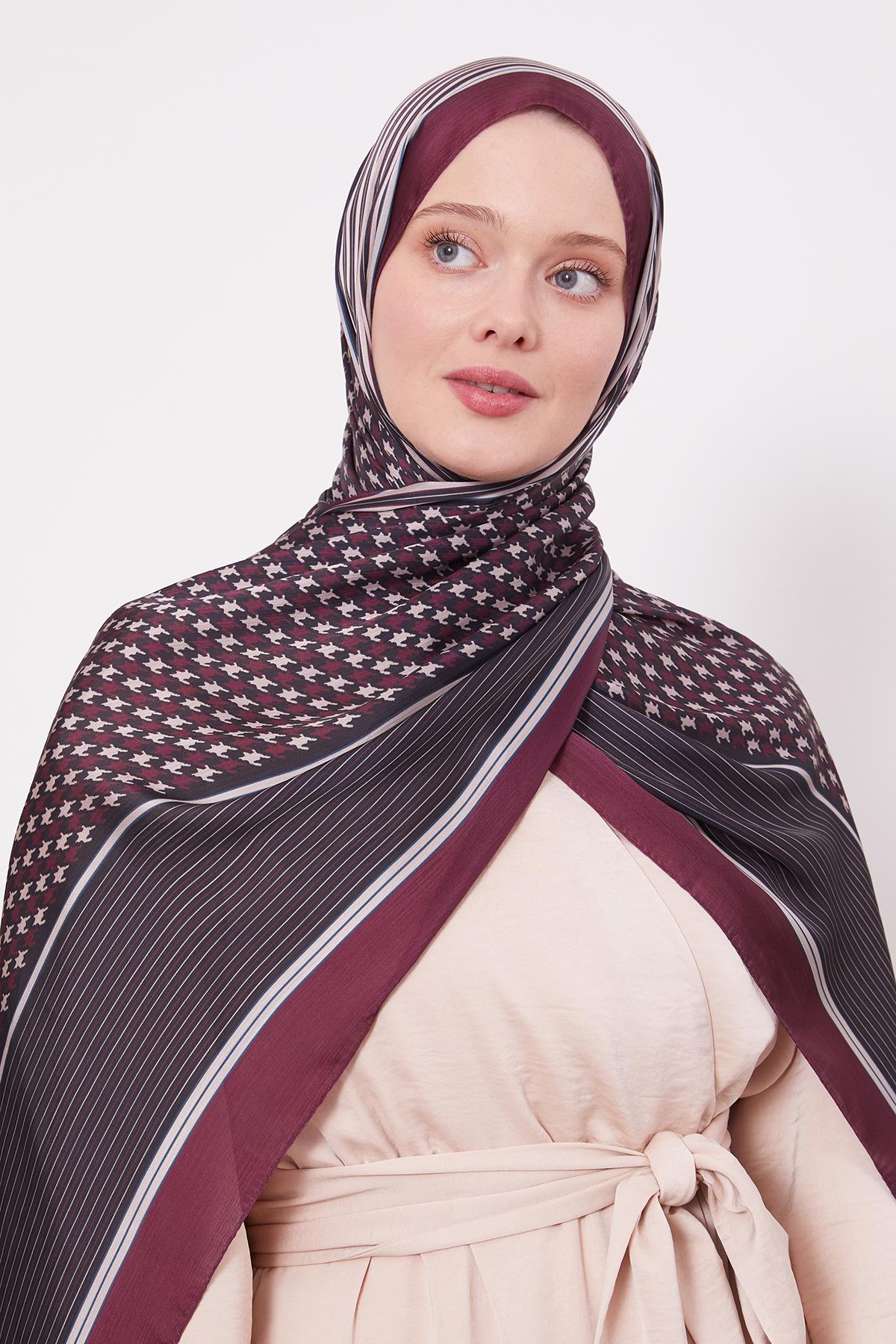 Fivescarf Bordo Kazayağı Desen Brand Şal