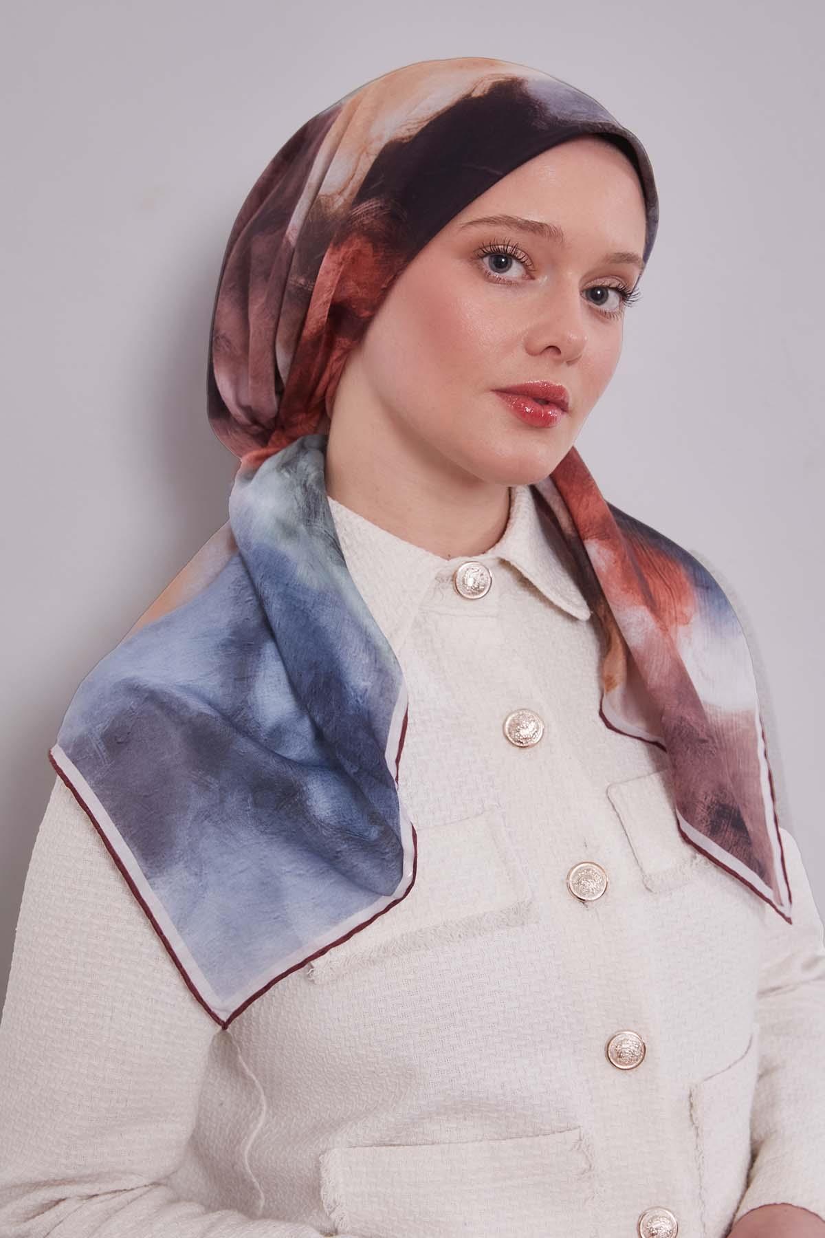 Fivescarf Bordo Lotus Çiçeği Silk Coton Eşarp