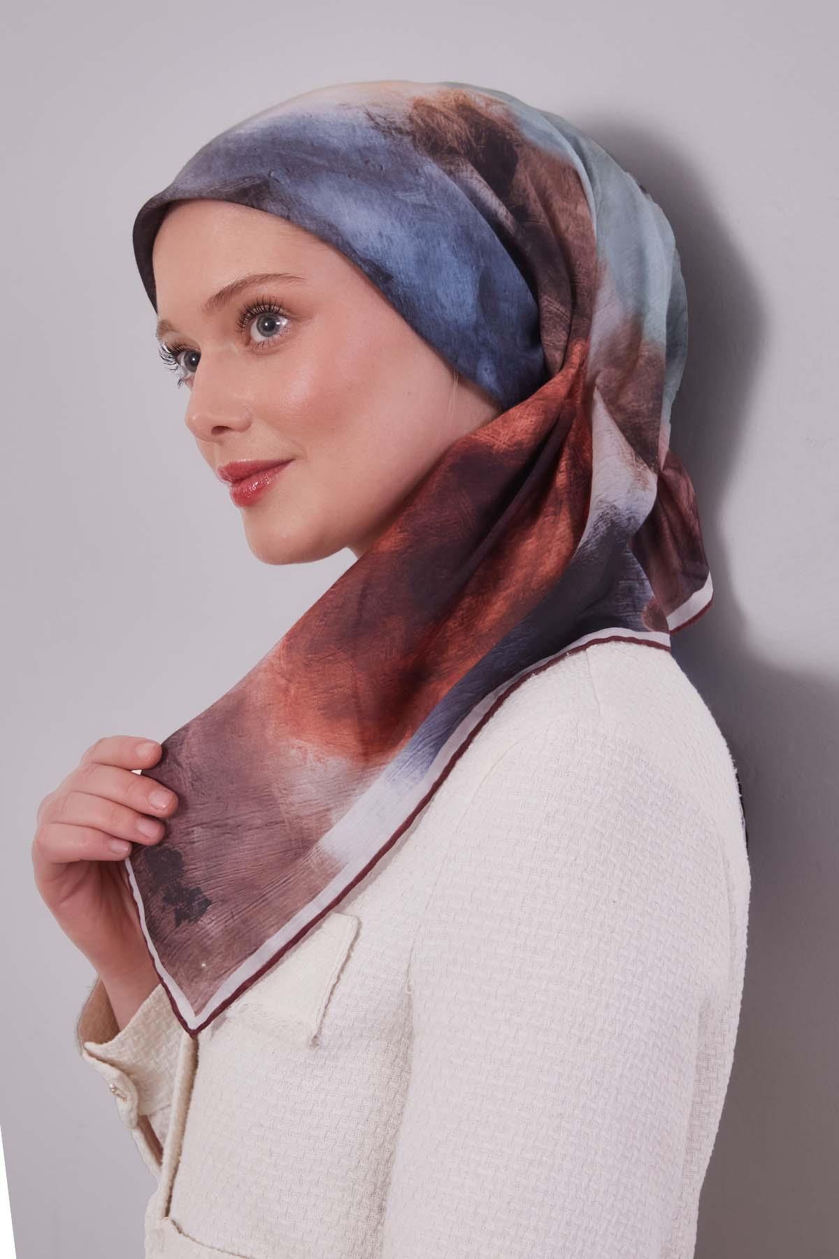 Fivescarf Bordo Lotus Çiçeği Silk Coton Eşarp