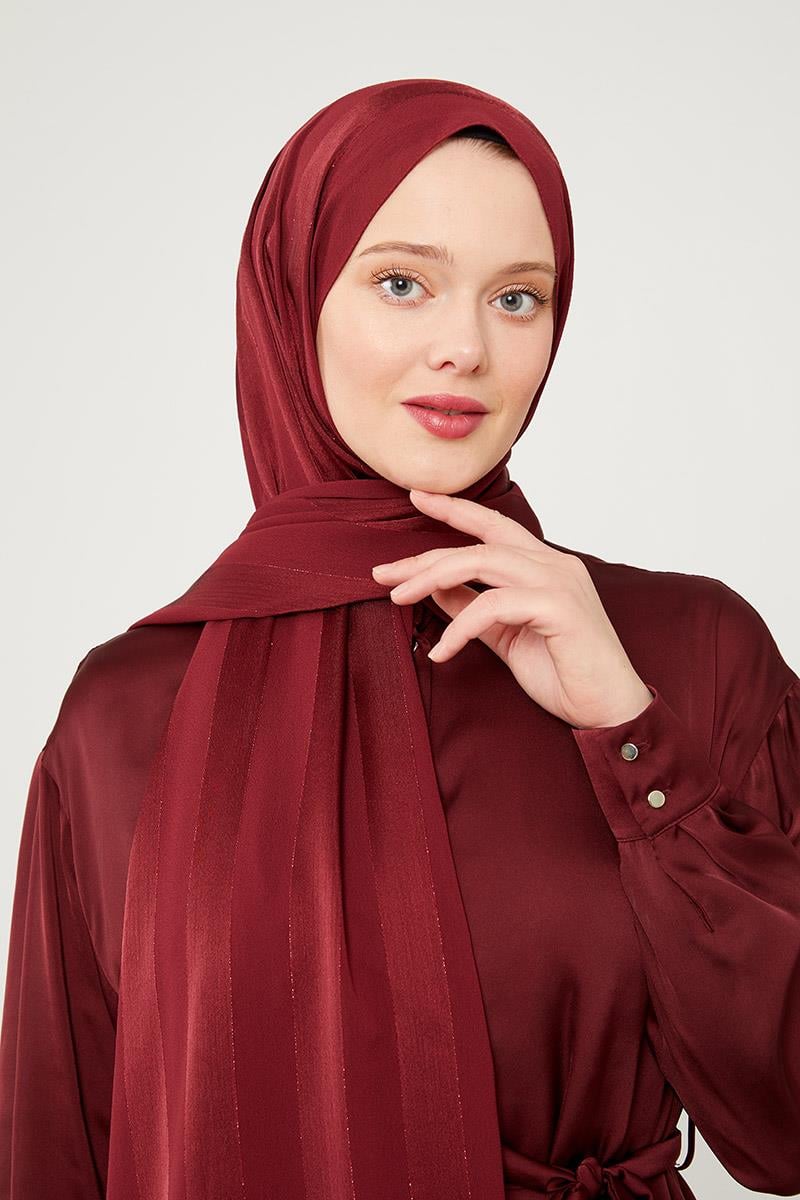 Fivescarf Bordo Sim Şeritli Tokyo Şal
